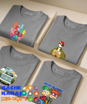 تیشرت طوسی نخ پنبه طرح فانتزی